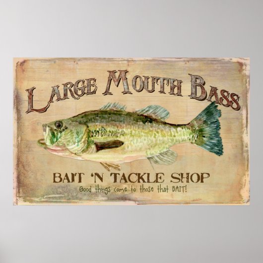 Große Mouth Bass Bait in Tackle Lake Deco Poster (Vorne)