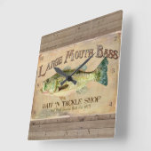 Große Mouth Bass Bait in Tackle Lake Deco Quadratische Wanduhr (Winkel)