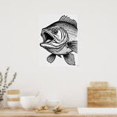 Große Mouth Bass - Fish Art Print Poster (Küche)
