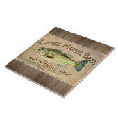 Große Mouth Bass Fisherman Cabin Wood Boards Fliese (Seite)