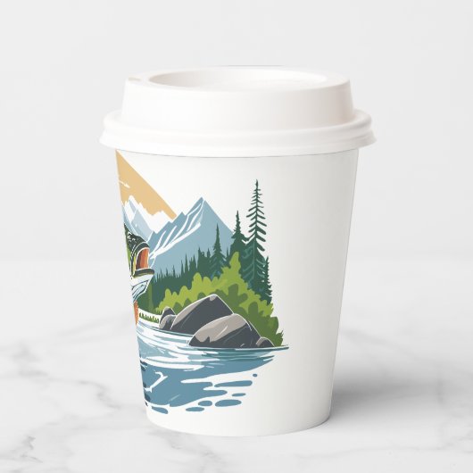 Große Mund Bass Strickwasseroberflächen Papier-Cup Pappbecher (Rückseite)