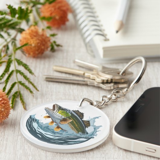 Große Mund-Bass-Strip-Wasseroberfläche Schlüsselke Schlüsselanhänger (Vorderseite rechts)