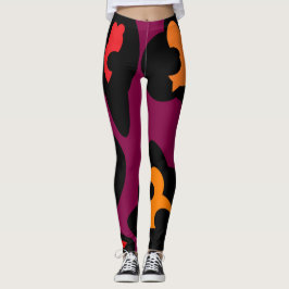 Große Muster pfirsichfarben lila und blassrot Leggings