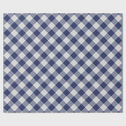 Große Navy Blue Gingham Karos Pattern Geometrie Geschenkpapier (Flach)