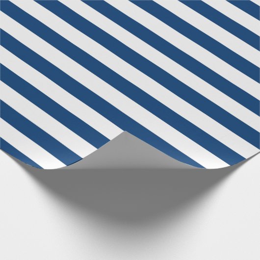 Große Navy- und Weiß-Streifen-Muster Geschenkpapier (Ecke)