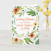 Große Nephew und Ehefrau danken Erntedank Karte (Gelbe Blume)