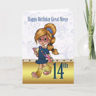 Große Nichte 14. Geburtstag mit trendy Girl Karte