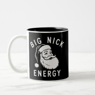 Große Nick Energie Lustiger Weihnachten Dicke Sant Zweifarbige Tasse