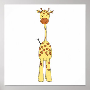 Große Niedliche Giraffe. Cartoon Animal. Poster