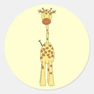 Große Niedliche Giraffe. Cartoon Animal. Runder Aufkleber