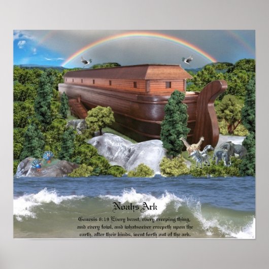 Große Noahs Ark Diorama Gloss-Leinwand Poster (Vorne)