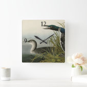 Große Nordtaucher Loon Audubon Birds of America Quadratische Wanduhr (Zuhause)