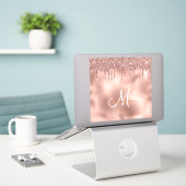Große Notebook-Sticker Rose Gold Monogram Glitzer Aufkleber (Laptop auf Schreibtisch)