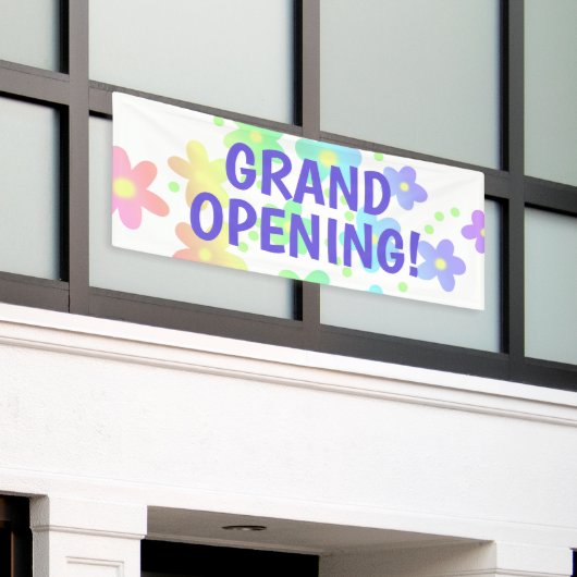 GROSSE ÖFFNUNG! Blume Pastel Rainbow Banner (Äußeres Gebäude)