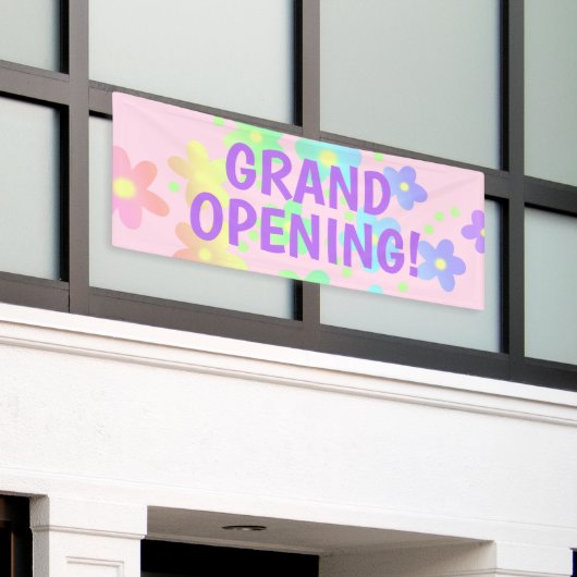 GROSSE ÖFFNUNG! Blume Pastel Rainbow Banner (Äußeres Gebäude)