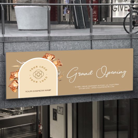 Große Öffnung des Retro Arch Blume Business Logo Banner