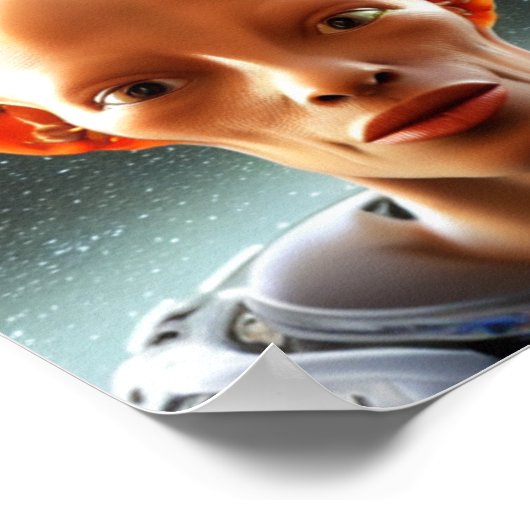 Große Ohren Menschen wie Alien im Weltraum Poster (Ecke)