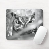 Große Ohreneule Foto-Mauspad Schwarz & Weiß Mousepad (Mit Mouse)