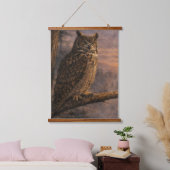 Große Ohreneule Vertikaler Wandteppich Mit Holzrahmen (Schlafzimmer)