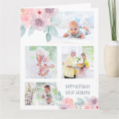 Große Oma 4 Foto Delikate Blume Geburtstag Karte (Vorderseite)