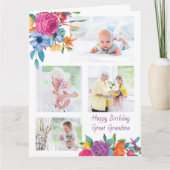 Große Oma 4 Foto Farbige Blume Geburtstag Karte (Vorderseite)