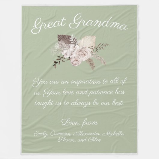 Große Oma-Botschaft von Kids Boho Bouquet Fleecedecke (Vorderseite)