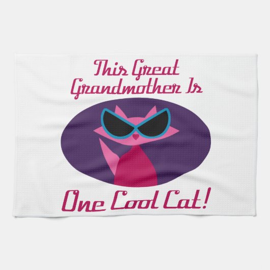 Große Oma Cool Cat Handtuch (Horizontal)