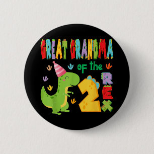 Große Oma der beiden Rex 2. Geburtstag Junge Dino Button