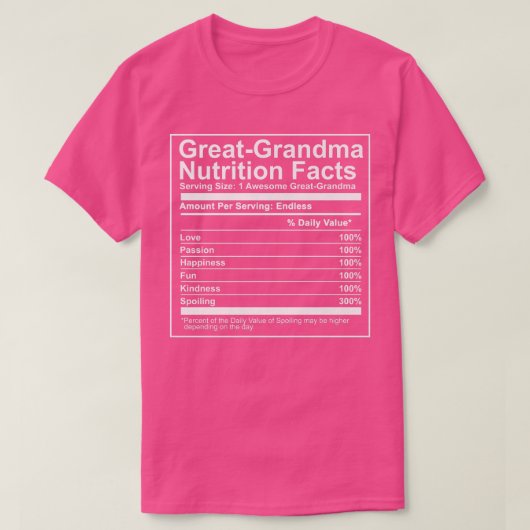 Große Oma ernährungsphysiologische Fakten Lebensmi T-Shirt (Design vorne)