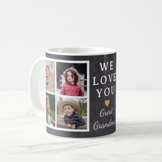 Große Oma Großkinder 4 FotoCollage Kaffeetasse (Vorderseite Links)