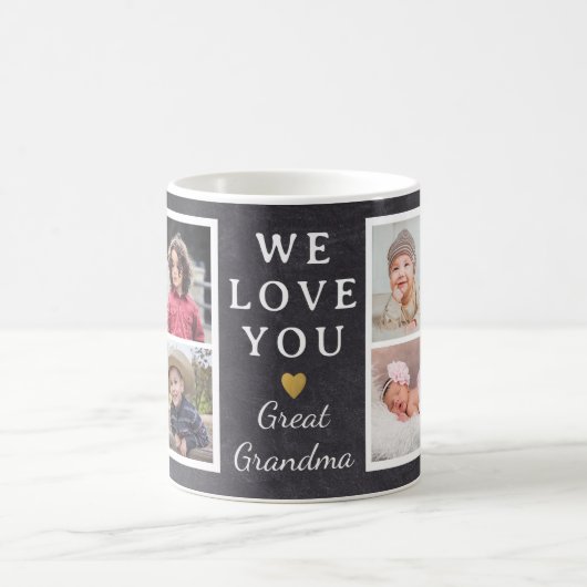 Große Oma Großkinder 4 FotoCollage Kaffeetasse (Mittel)