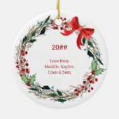 Große Oma Holly Bells Rustikaler Kranz Weihnachten Keramik Ornament (Hinten)