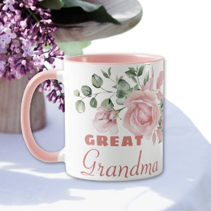 Große Oma Jahr etabliert Custom Pink Roses Tasse