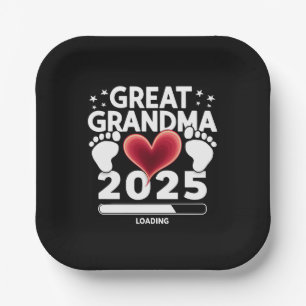 Große Oma Loading 2025 Schwangerschaftsankündigung Pappteller