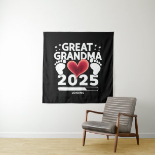 Große Oma Loading 2025 Schwangerschaftsankündigung Wandteppich