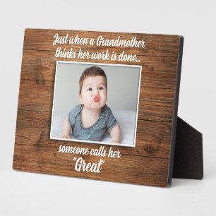 Große Oma Modernes Holz Elegantes Grandkids Foto Fotoplatte