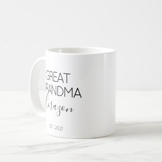 Große Oma Name Schwangerschaft Ankündigung Geschen Kaffeetasse (Vorderseite Links)