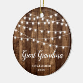 Große Oma Personalisierte Rustikale Saitenlichter Keramik Ornament (Links)