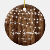 Große Oma Personalisierte Rustikale Saitenlichter Keramik Ornament (Hinten)