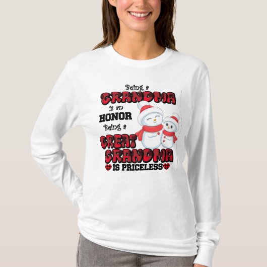 Große Oma Priceless Snowman T-Shirt (Vorderseite)