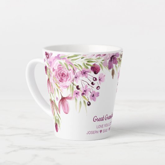 Große Oma Rosa und violette Blumen Milchtasse (Linke Ecke)