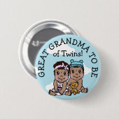 Große Oma zu Zwillingen, ethnische Babydusche Button (Vorne & Hinten)