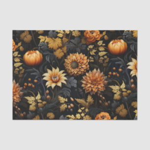 Große Orange Black Fall Flora Seidenpapier