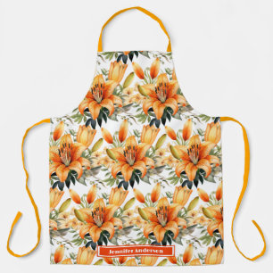 Große Orange Tiger Stargazer Lily Floral Schürze