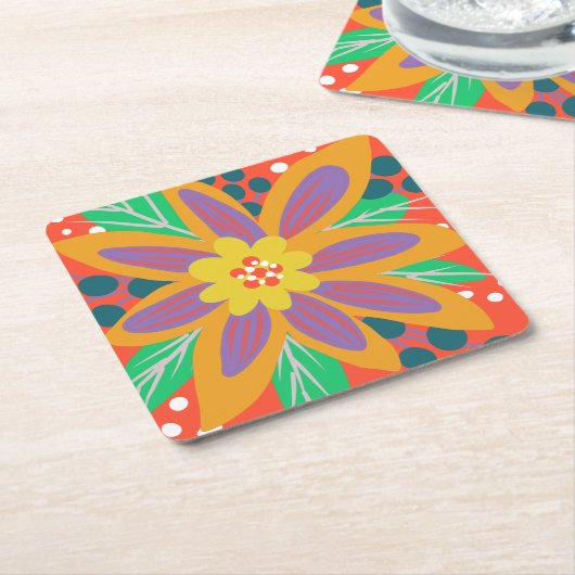 große orangefarbene Blume Rechteckiger Pappuntersetzer (angewinkelt)