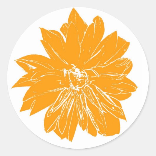 Große orangefarbene Blume Runder Aufkleber (Vorderseite)