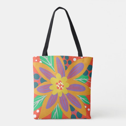 Große orangefarbene Blume Tasche (Rückseite)