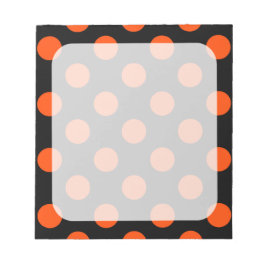 Große orangefarbene Punkte auf schwarz Notizblock