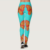 Große Orangefarbene Schmetterlinge Leggings (Rückseite)