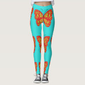 Große Orangefarbene Schmetterlinge Leggings (Vorderseite)